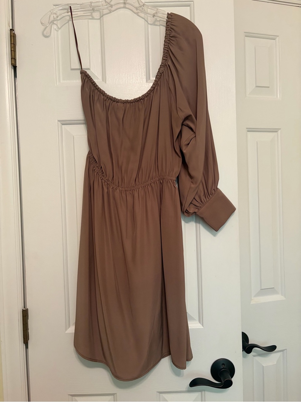 One-Shoulder Silk Mocha Women's Dress